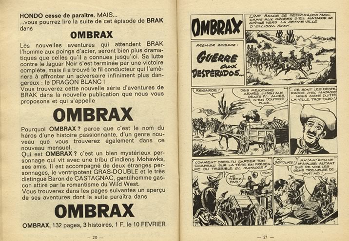 Ombrax n°1 dans<br />Hondo 114 de janvier 66 (dernier numéro)