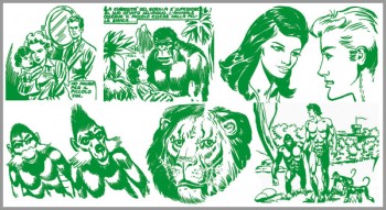 Akim , Rita, Jim, les singes Zig et Ming, le lion Rag et le gorille Kar.