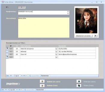 Les bulletins de notes sont accessibles au bas de ce formulaire.