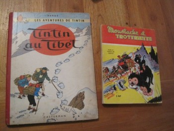 EO de Tintin au Tibet et reliure Moustache et Trotinette achetées en fin de salon