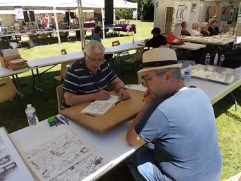 David avec les dessinateur de gai luron